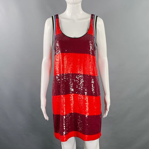3.1 PHILLIP LIM Size S Red Burgundy Silk Stripe Tank Shift Dress - Picture 1 of 6